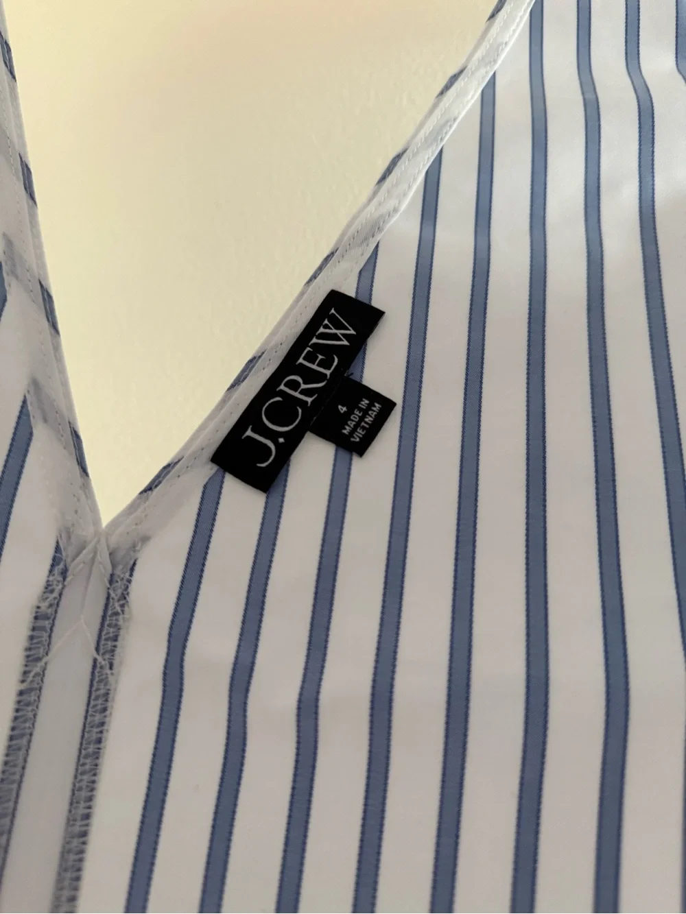 J. Crew Blue and White Striped Shell top in striped double cotton poplin NWT